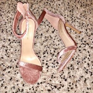 Velvet mauve ankle strap high heels